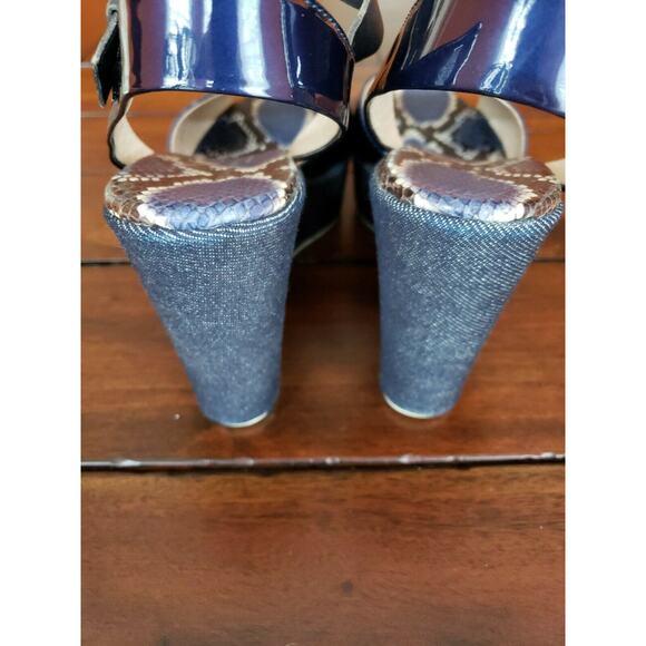 AGL Women's Blue Wedge Sandal N630002 Size 40 EU - Picture 8 of 9